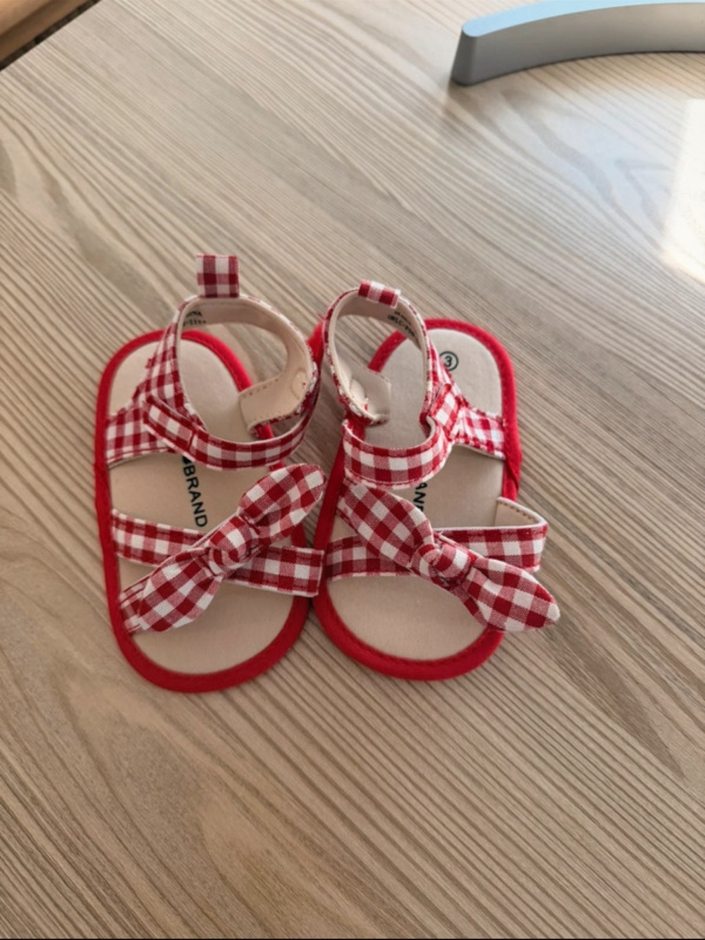 Lucky Brand Red Gingham Baby Sandals with Bow